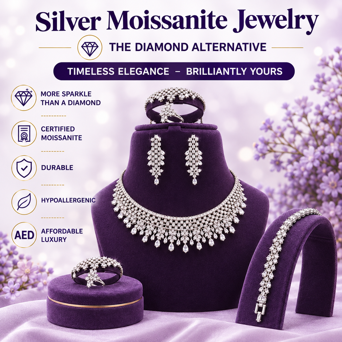 Silver CZ Woven Fringe Necklace Set – A58494