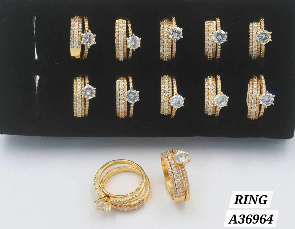 Gold Plated CZ Diamond Double Band Ring – Style A36964