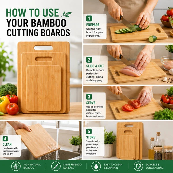 Freshware Bamboo Cutting Board Set of 3