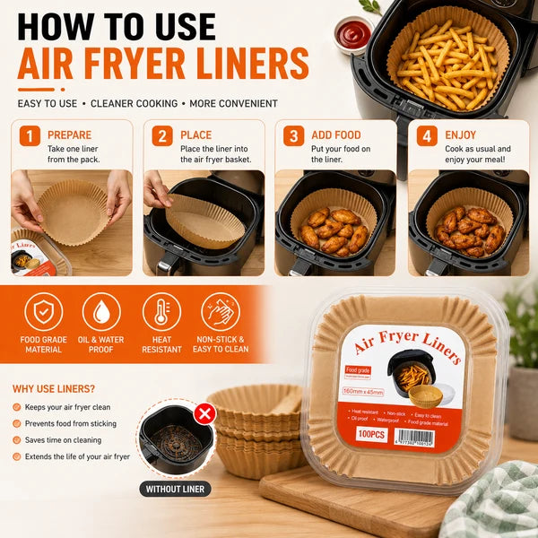 100PCS Air Fryer Paper Liners