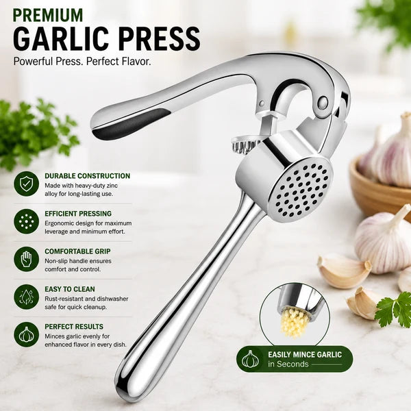 Premium Stainless Steel Garlic Press & Ginger Crusher