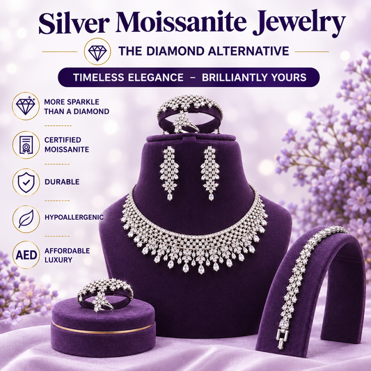 Silver CZ Woven Fringe Necklace Set – A58494
