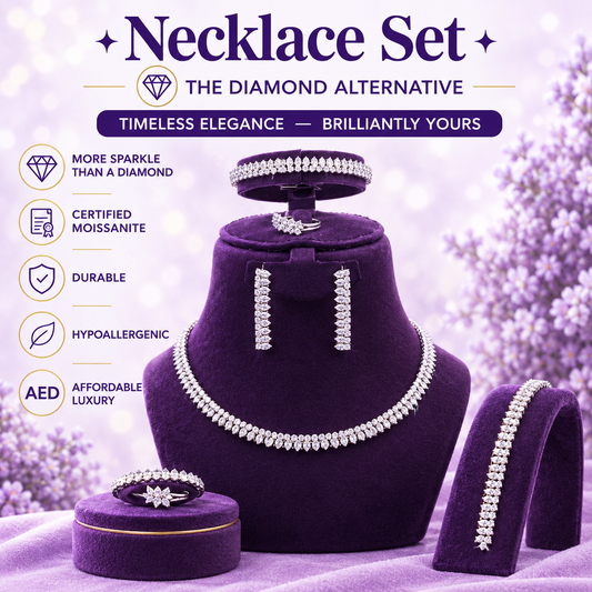 Silver CZ Marquise Tennis Necklace Set – A58542