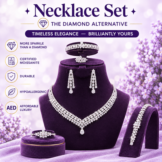 Silver CZ V-Shape Pendant Necklace Set – A58549