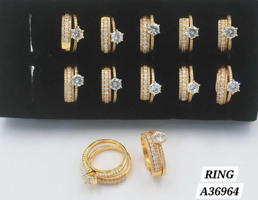 Gold Plated CZ Diamond Double Band Ring – Style A36964