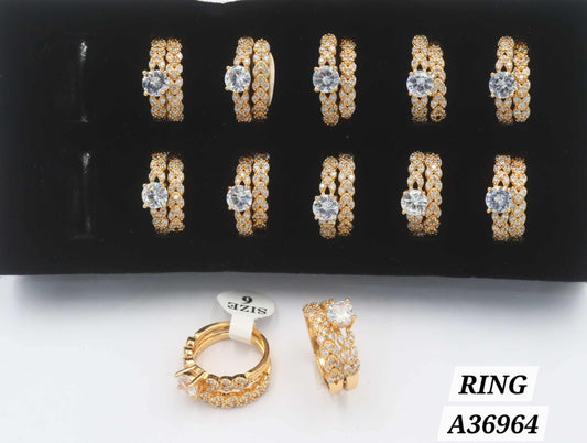Gold Plated Twisted CZ Diamond Double Band Ring – Style A36964