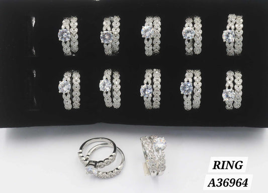 Silver Plated Twisted CZ Diamond Double Band Ring – Style A36964