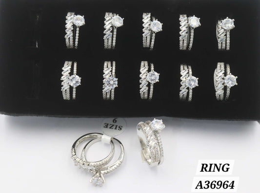 Silver Plated Diagonal Baguette CZ Double Band Ring – Style A36964