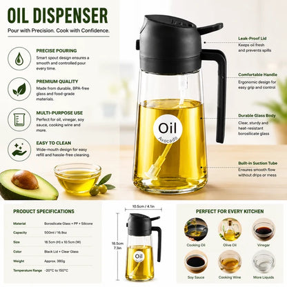 2-in-1 Glass Oil Dispenser & Oil Sprayer Bottle