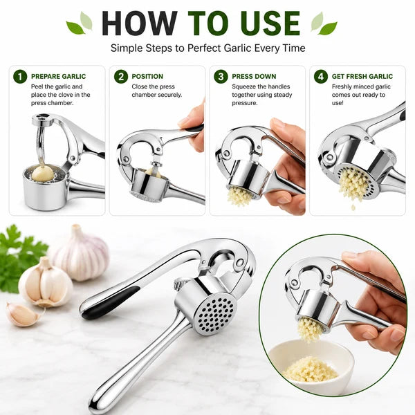 Premium Stainless Steel Garlic Press & Ginger Crusher