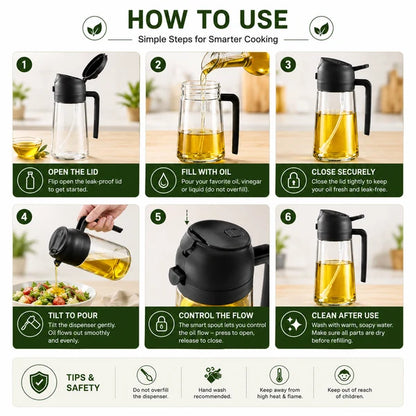 2-in-1 Glass Oil Dispenser & Oil Sprayer Bottle
