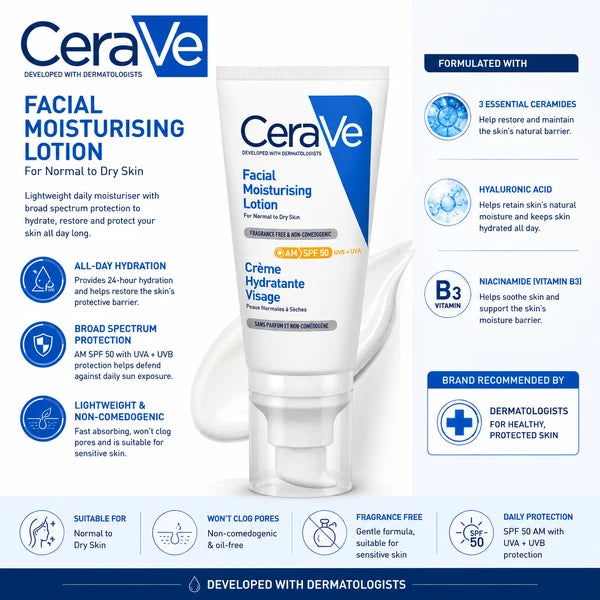 CeraVe AM Facial Moisturising Lotion SPF50