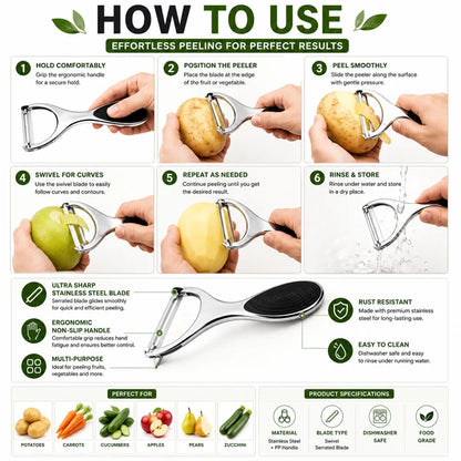 Premium Stainless Steel Swivel Vegetable Peeler